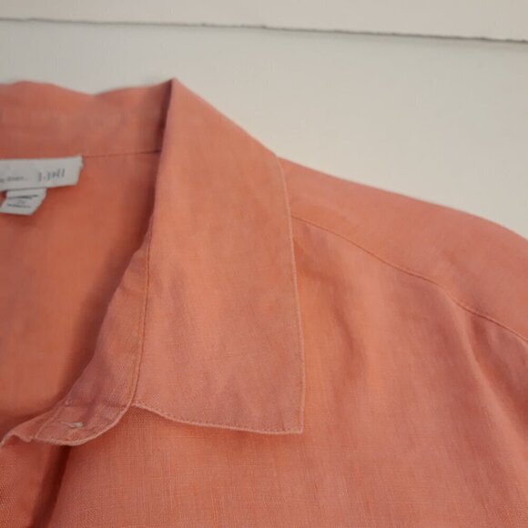 J. Jill Love Linen Button Down Top 2X Coral - Picture 2 of 9